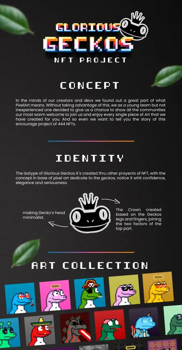 Proyecto Glorious Geckos — branding NFT